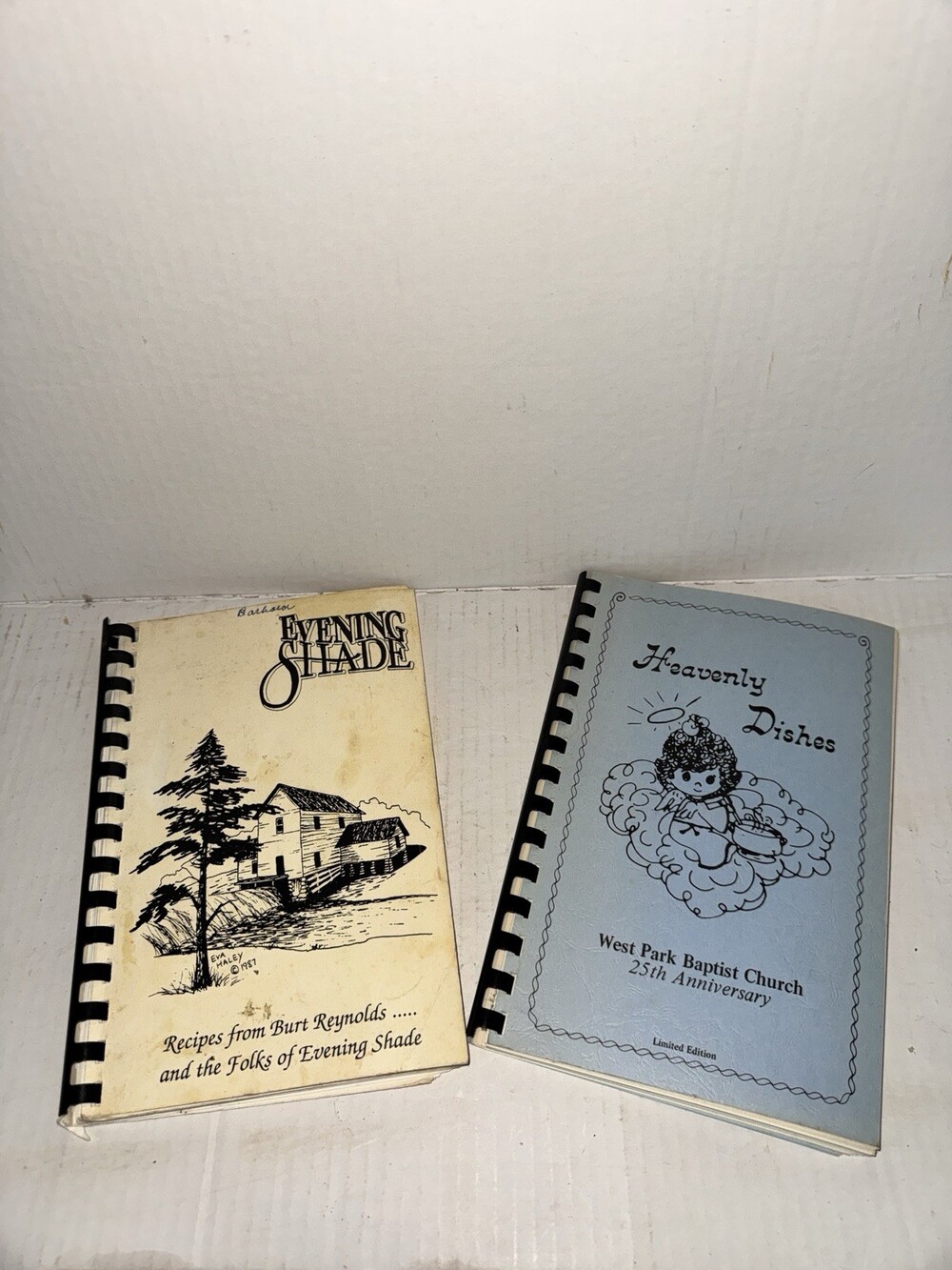 Vintage Cookbook Lot 1985 Heavenly Dishes 1991 Evening Shade Burt Reynolds